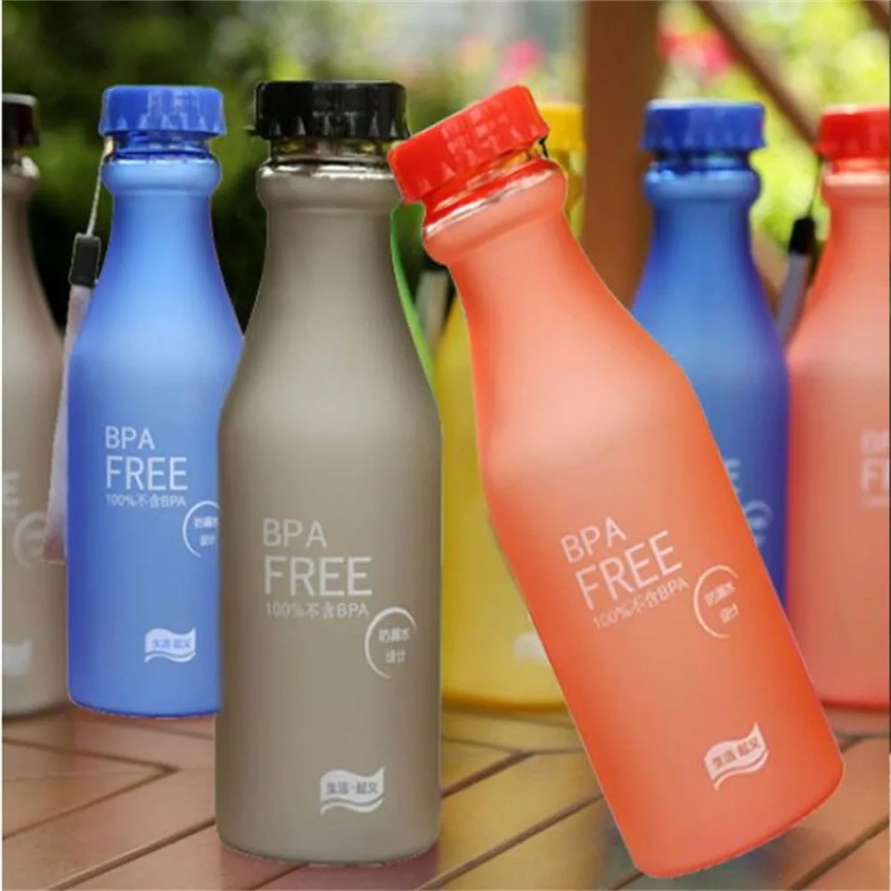 Бутылка небьющаяся для воды 550 мл спорта на открытом воздухе путешествий