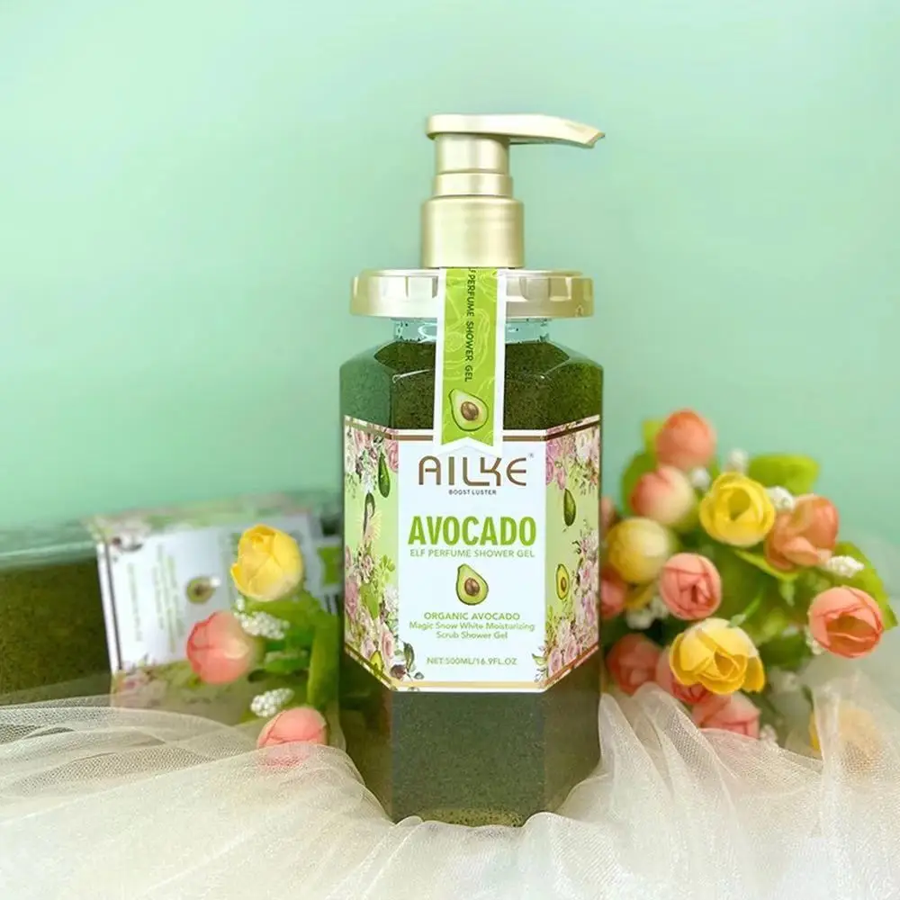 

AILKE Smoothing Elf Shower Gel Perfume Body Wash Hydrating Lightening Whitening Exfoliator Avocado Bath Gel 500ML