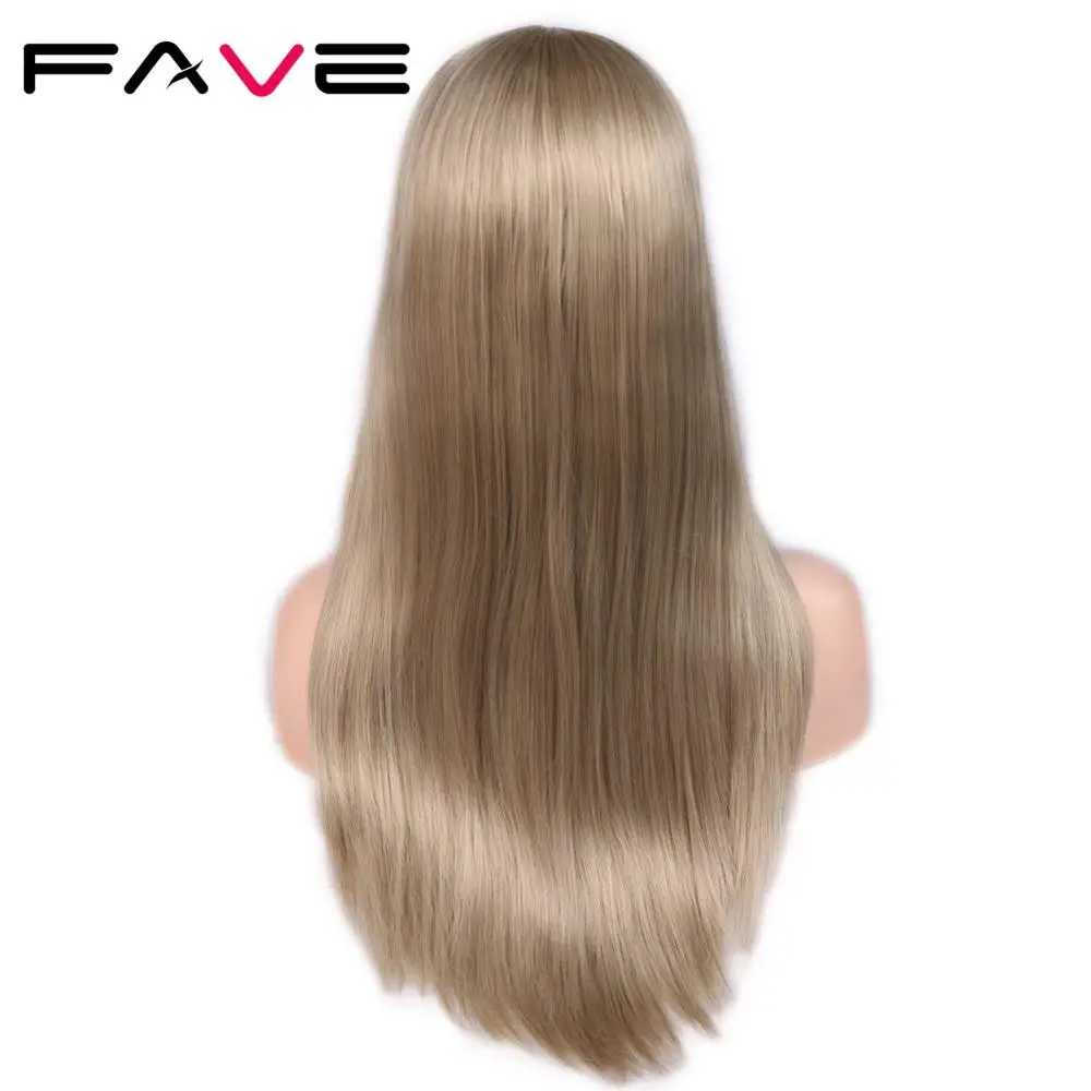 FAVE синтетический парик на кружеве 9*1,8, прямой светильник, коричневый блонд, средняя часть, 24 дюйма, для женщин, косплей, высокотемпературное волокно - Цвет: Blonde