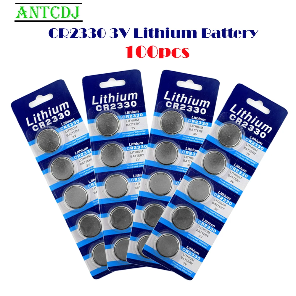 

20Card=100PCS 260mAh CR2330 Lithium 3V Button Battery BR2330 ECR2330 Cell Coin Batteries For Watch Electronic Toy Remote