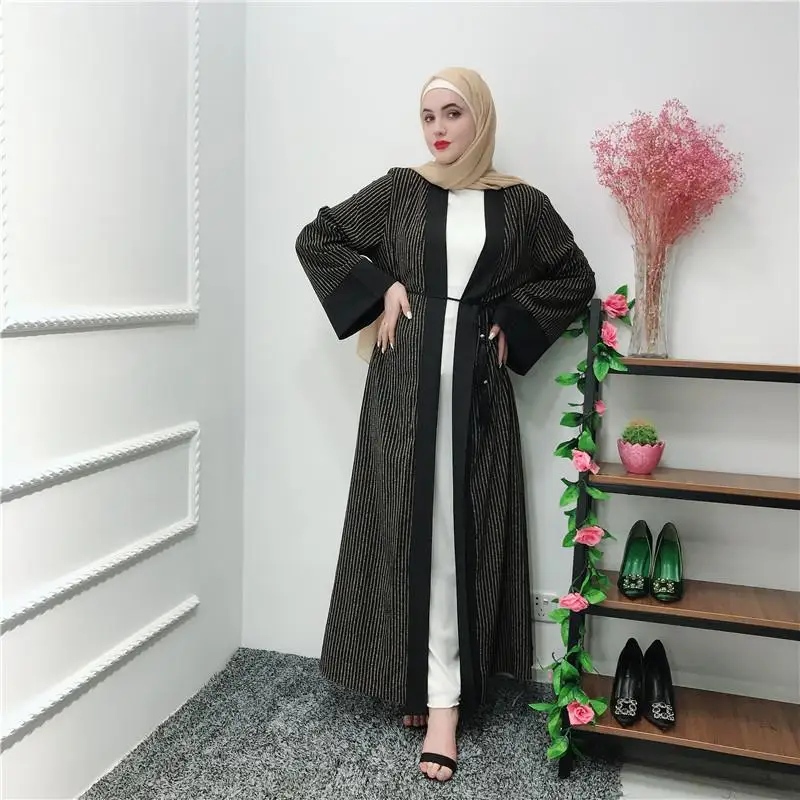 Мусульманское женское платье полосатая абайя Дубай кимоно Jilbab Caftan длинный