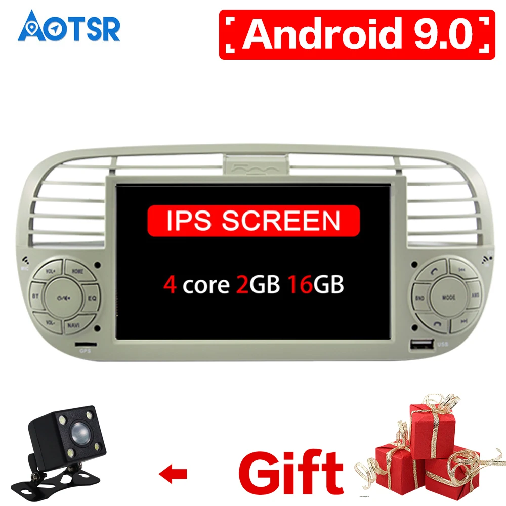 Aotsr ndroid 9 1 автомобильное радио для FIAT 500 2 Гб RAM 16 FLASH GPS Авто Стерео навигация + DAB OBD