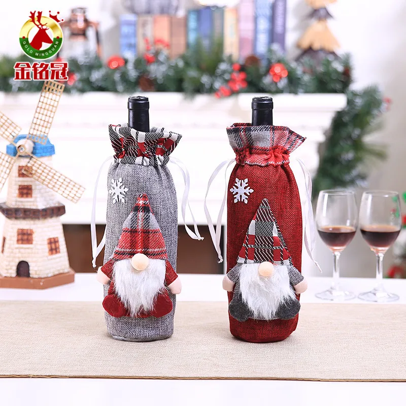 

Christmas decorations forest Man Doll Red Wine Set champagne bottle set bar restaurant decoration