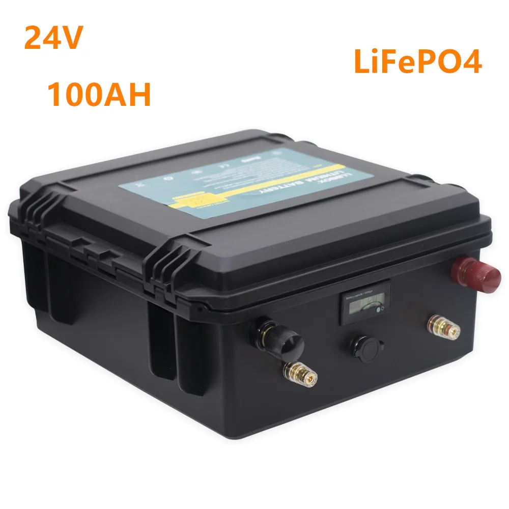 Lifepo4 24V 100ah аккумулятор lifepo4 100AH литиевая батарея с 10A зарядным устройством для