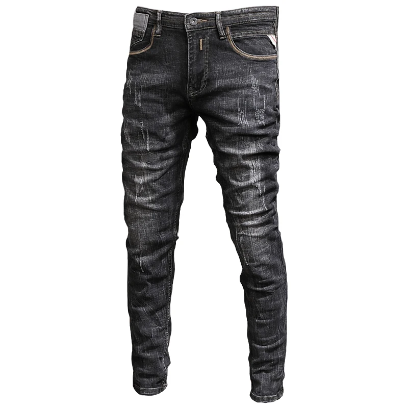 Autumn New Men's Black Jeans Fashion Casual Slim Fit Pencil Pants Korean Style Cotton Denim Trousers