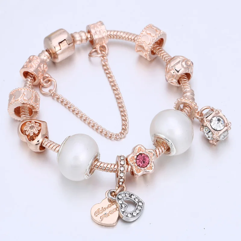 Boosbiy Dropshipping Европейский стиль моды сердце бусины чарм браслет подходит оригинальный для женщин ювелирных изделий Pulseras on.
