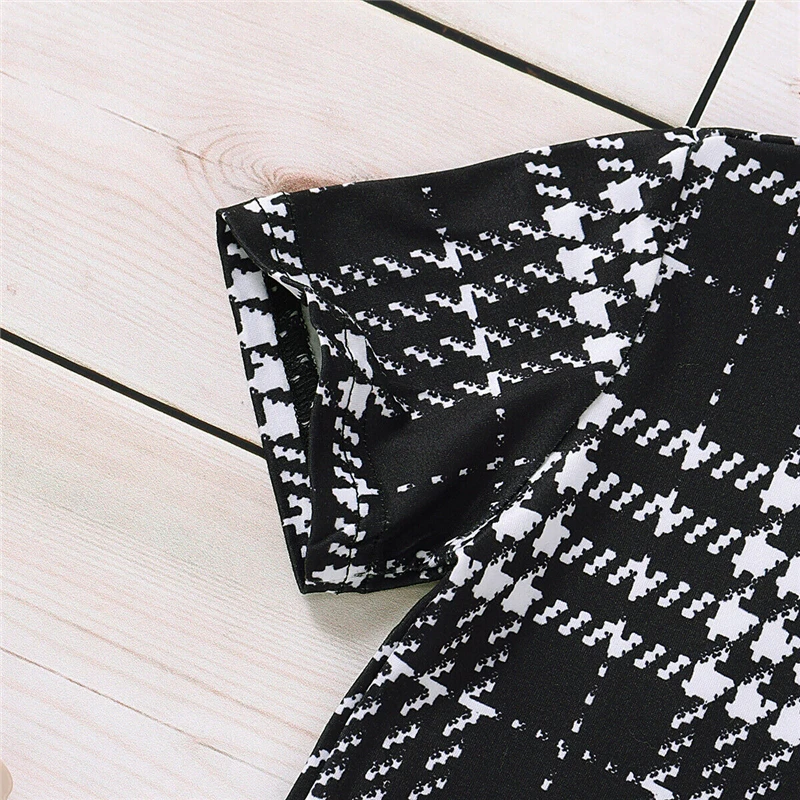 Новая летняя одежда в клетку для новорожденных девочек из 2 предметов футболка +