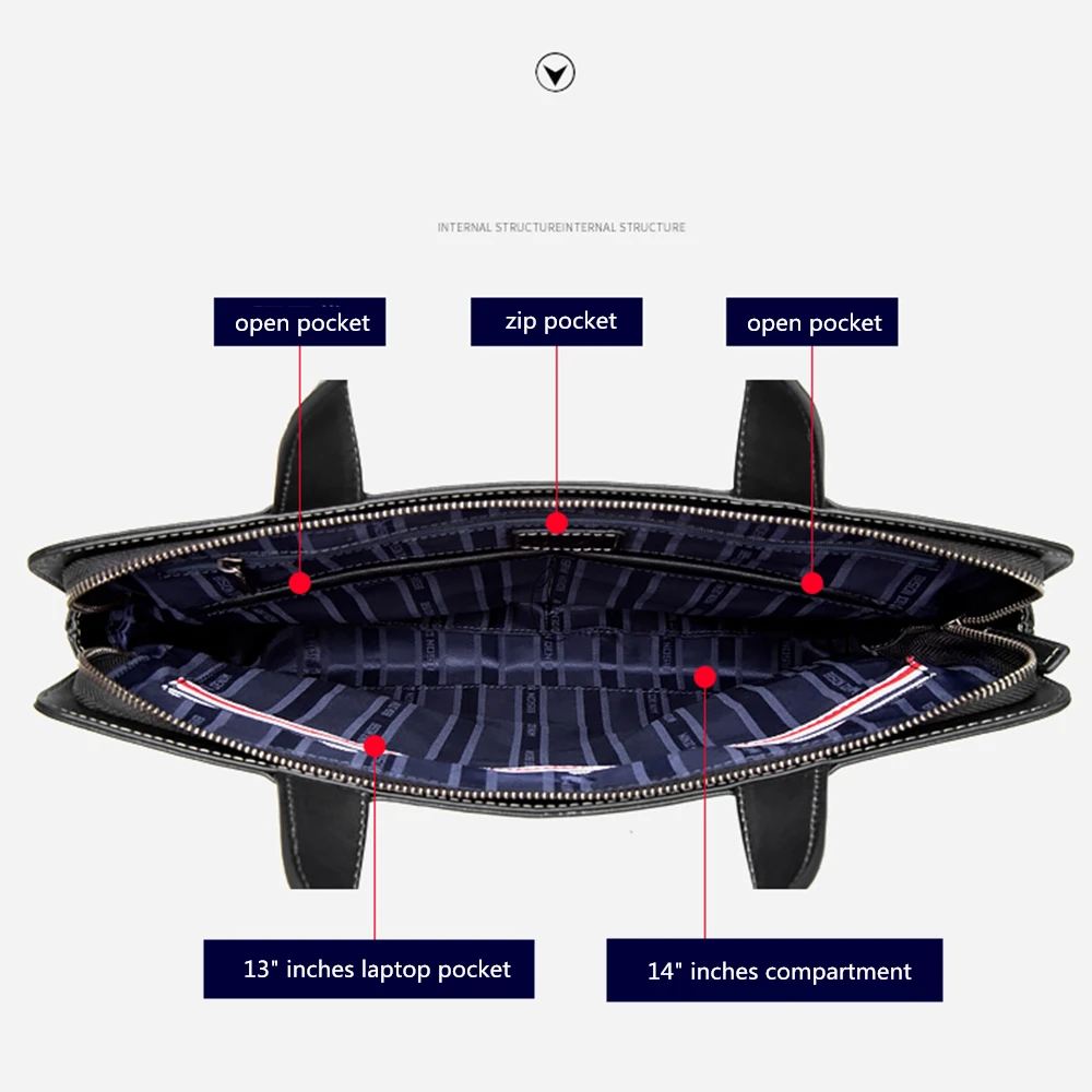 Bison Denim Luxury Briefcase Genuine leather Men Bag 14 inch laptop Bag Handbag High Quality Men's Business Top Handle Bag