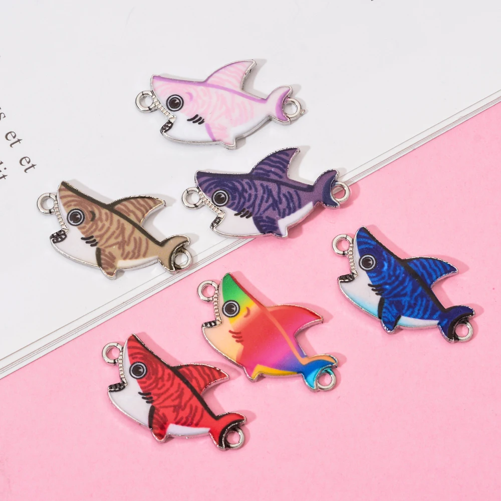10 шт. смешанный мультипликационный Акулья эмаль очаровательный соединитель