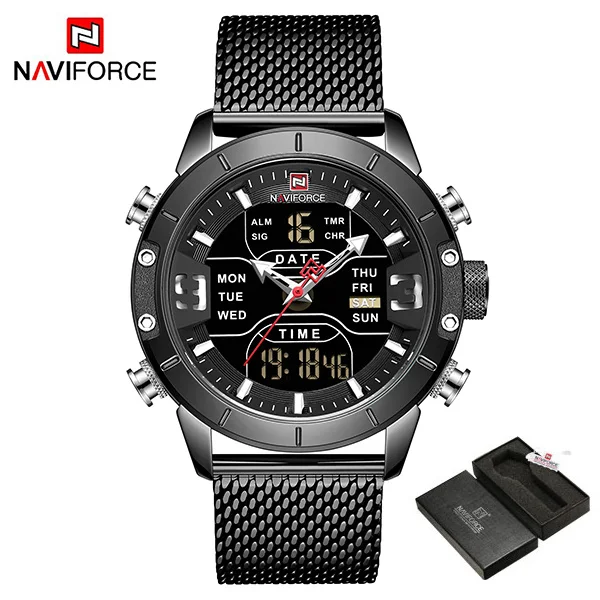 Naviforce Топ Brends мужские спортивные часы Роскошные наручные часы для мужчин s zegarek jam tangan anti air pria relogio masculino - Цвет: BlackBox
