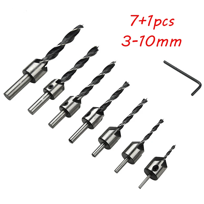 Набор зенкеров 7 шт./лот 3-10 мм из быстрорежущей стали для фаски по дереву гаечный