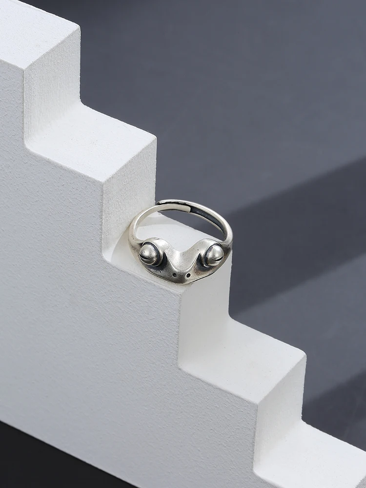

GOMAYA 100% 925 Sterling Silver Frog Animal Rings For Women And Men Vintage Open Adjustable Unisex Ring Party Fine Jewelry New