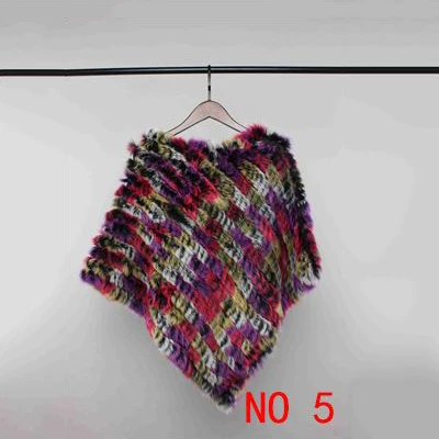 Multicolor 5 VISI HOP/модное Стильное женское пончо с натуральным кроличьим мехом, Вязаная Шаль, качественная накидка VS5201 - Цвет: Multicolor 5