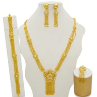 jewelry sets wedding crystal flowers fashion bridal african gold color necklace earrings bracelet women party sets