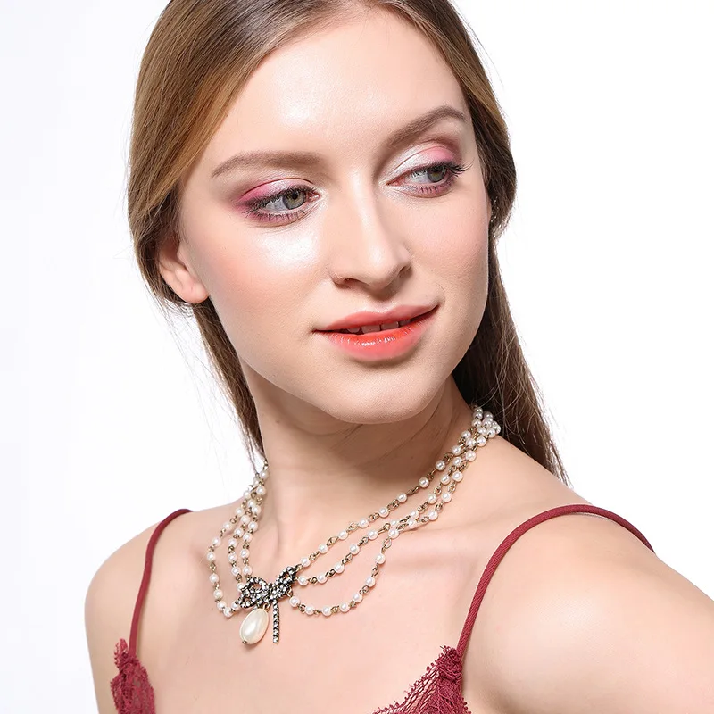 Модное жемчужное ожерелье ручной работы Дамское модное из натурального жемчуга