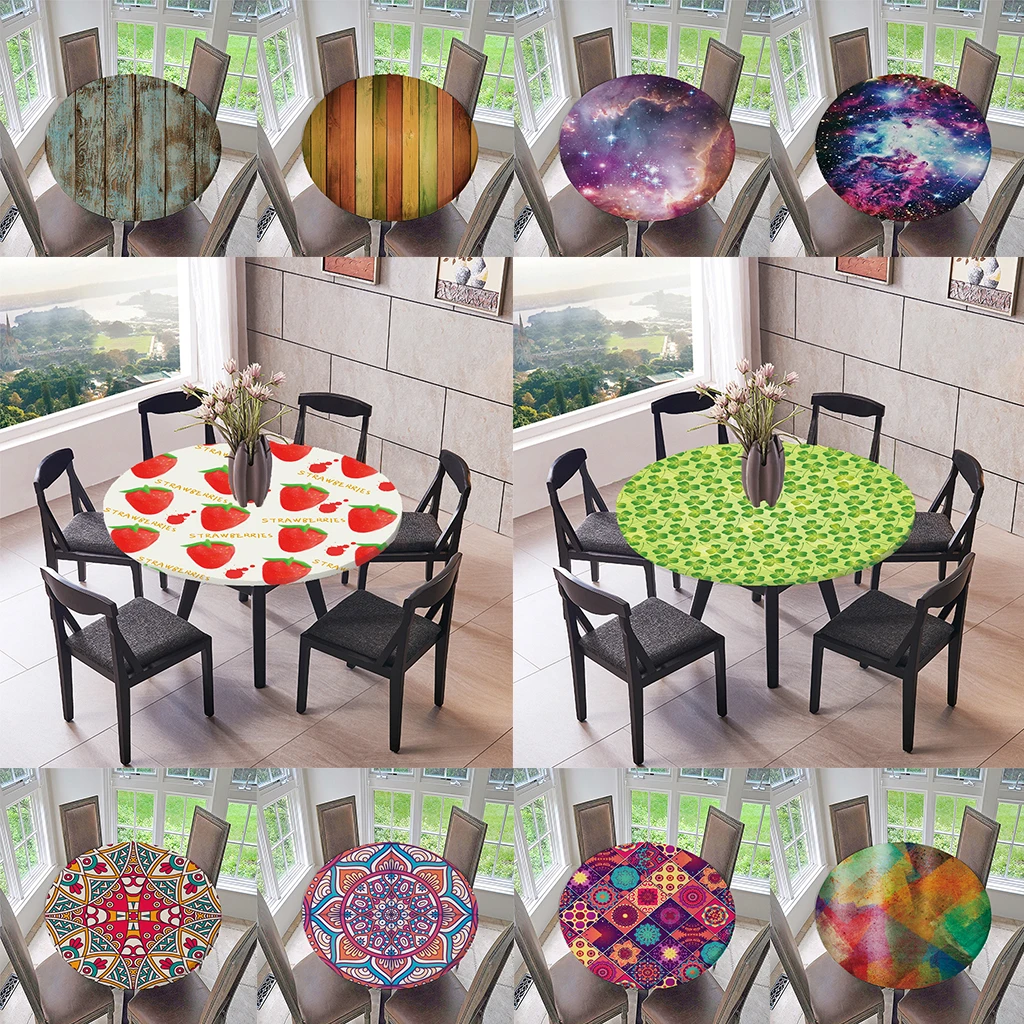 

Polyester Tablecloths, 47inch Round, Elastic Fitted Table Cloth Cover