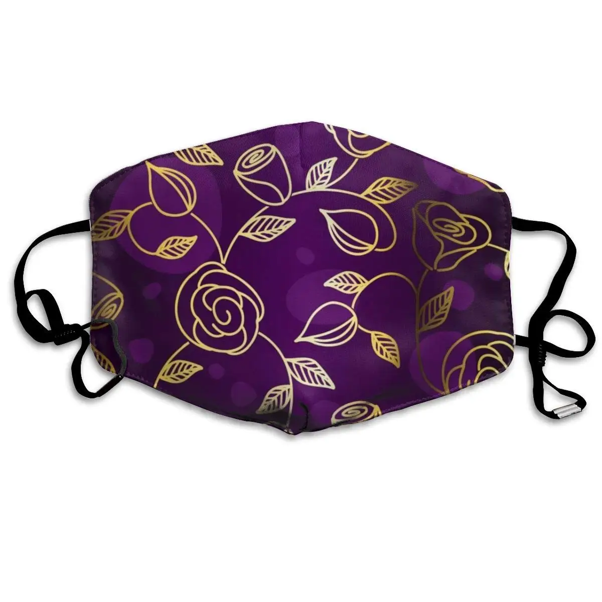 

YongColer Washable Reusable Gold Rose Floral Flower Purple Mouth Mask Dustproof Half Face Breathable Mouth Mask for Men Women