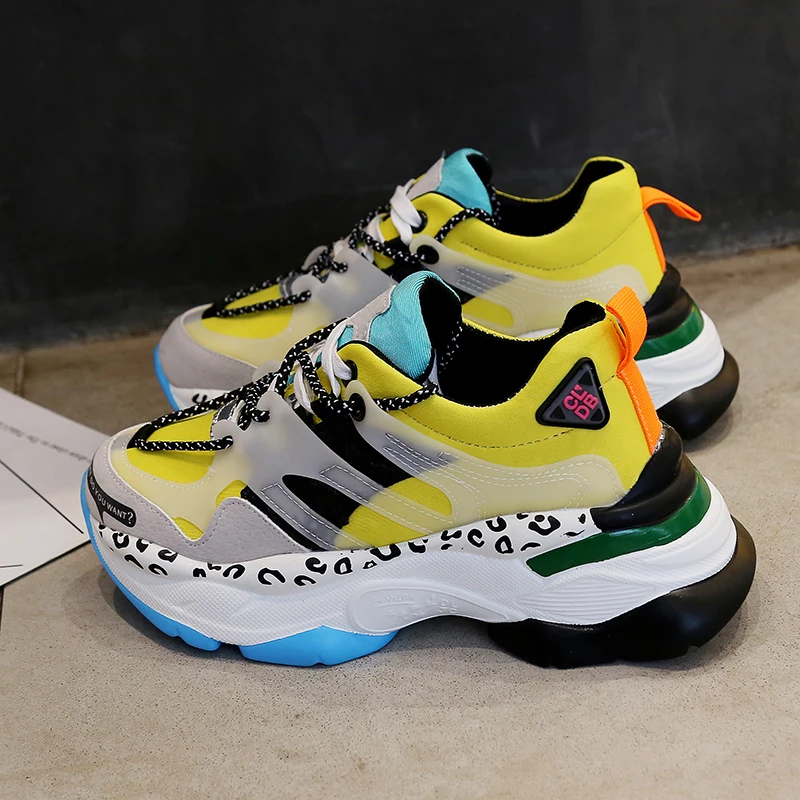 Кроссовки женские массивные Вулканизированная подошва толстая дышащие