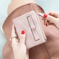 korean short frosted thin womens wallets fashion vintage zipper hasp pu leather small coin purses business card holders