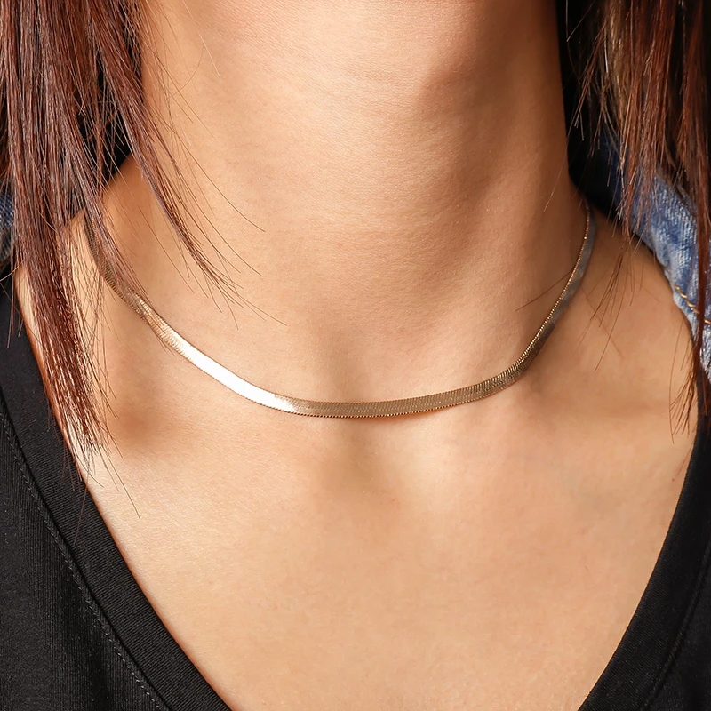 

Simple Style Metal Snake Chain Necklaces for Women Fashion Gold Silver Color Chokers Necklaces Girl Party Jewelry Accessories