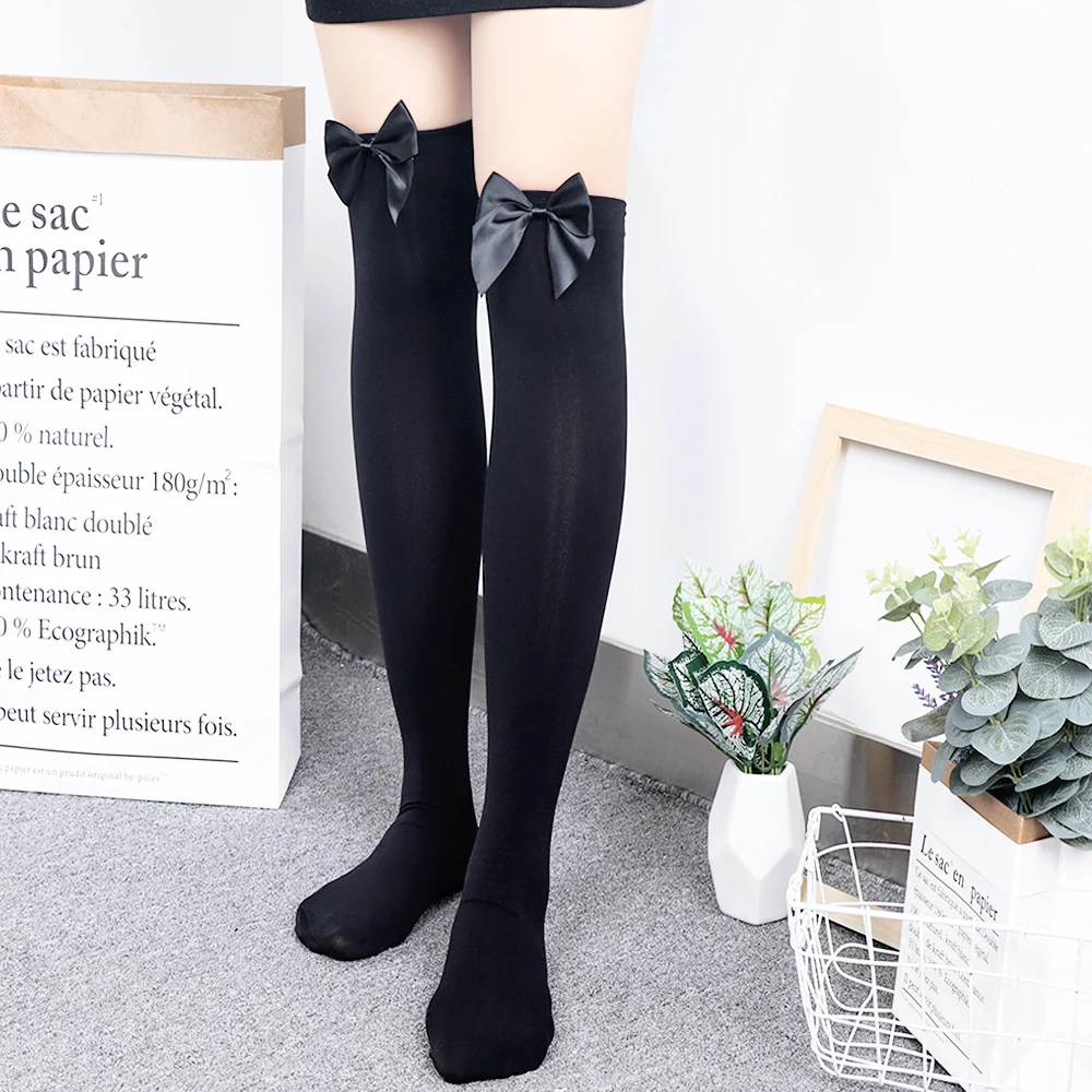 New Arrival Fashion Sexy Women Girl Nylon Stretchy Over The Knee High Socks Stockings Tights With Bows Thigh high quality | Женская