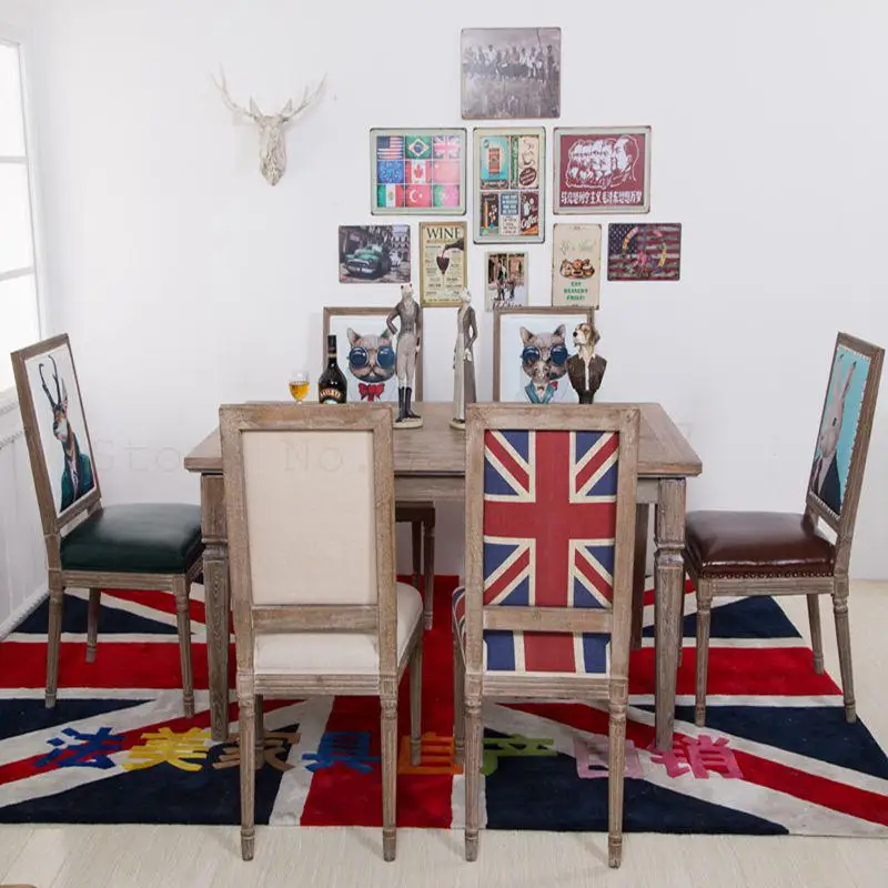 Европейский стул из массива дерева в стиле ретро обеденное кресло американского