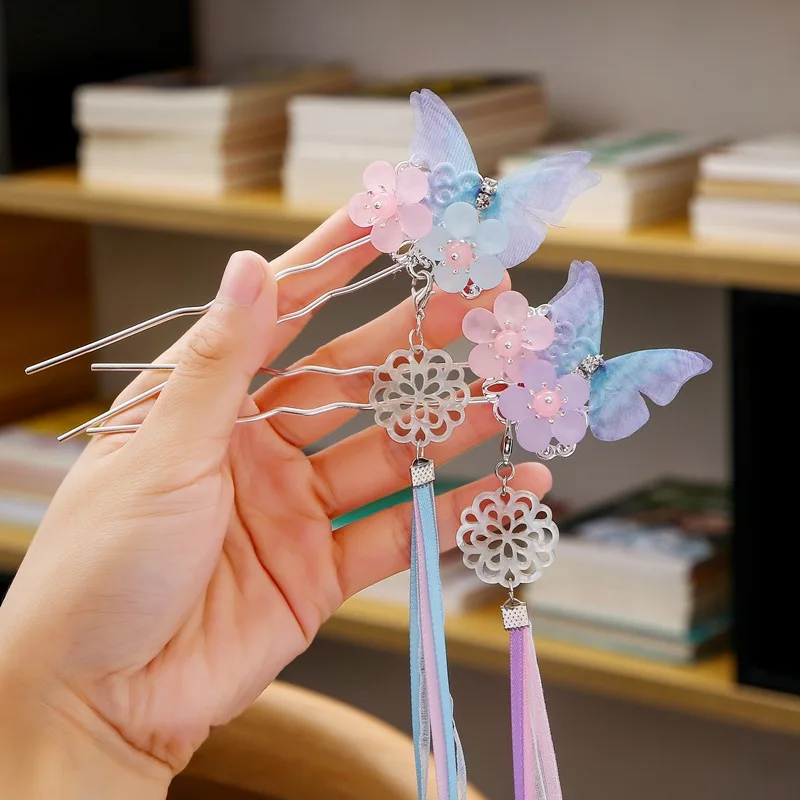 

[Xwen] New Girls Kids Tassel Butterfly Hairpin Headdress Children Ancient Style Hair Clips Fashion Hair Accessories WEA0071