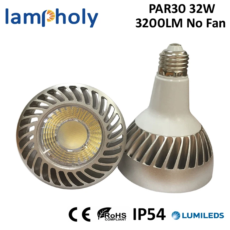 

Par30 32W lampada E27 led light bulb par30 high brightness silver aluminum high brightness ac85-265v par lamp to replace 70w HID
