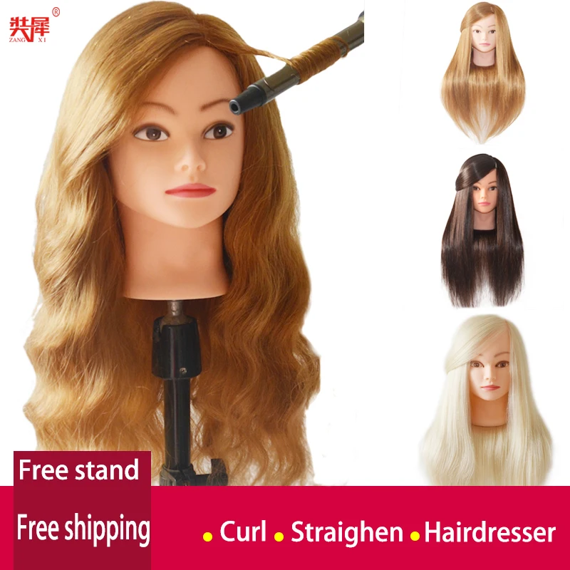 Mannequin Doll Head for Hairstyles Human Hair And Synthetic Mixing Professional Styling Head Hot Curl Iron Straighten Training