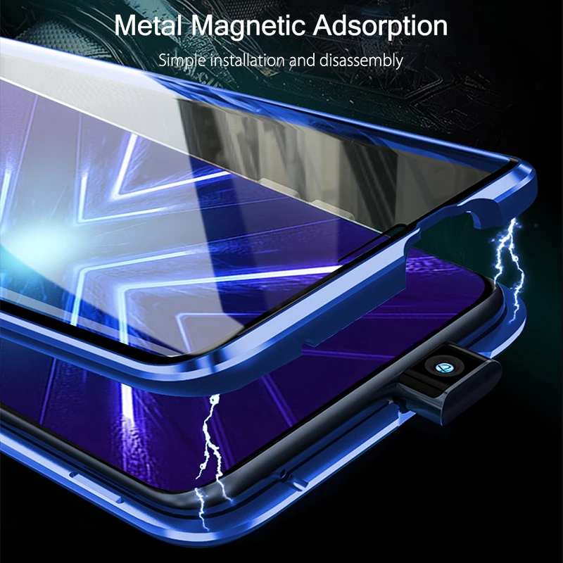 Магнитный чехол с полным покрытием для Honor 9X/9X Premium из закаленного стекла|Бамперы|