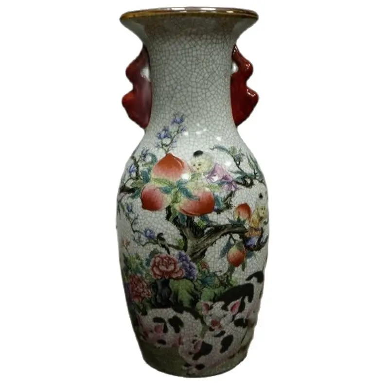 

Китайская старинная фарфоровая открывающаяся розовая детская игровая картина двойная бутылка для ушей