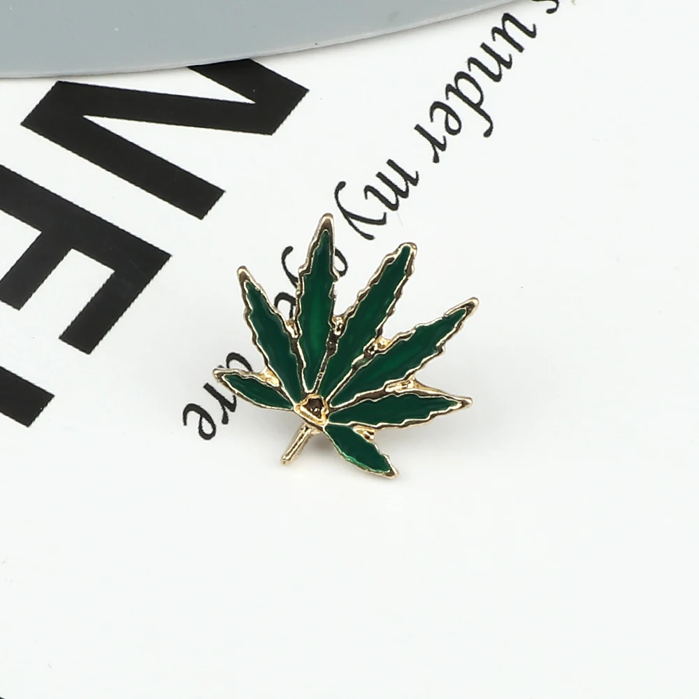 Эмалированная заколка в виде листа дерева зеленая искусственная джинсовая