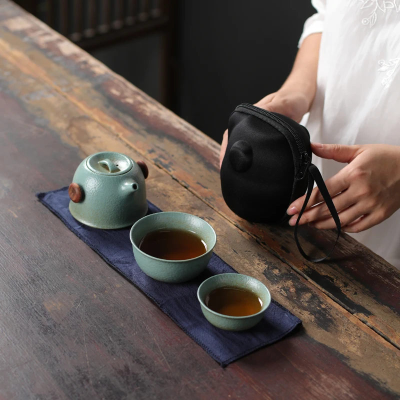 

Керамические чайные горшки Gaiwan, чайные чашки, чайные наборы, портативные стандартные чайные наборы с дорожным чехлом, уличная чайная посуда...