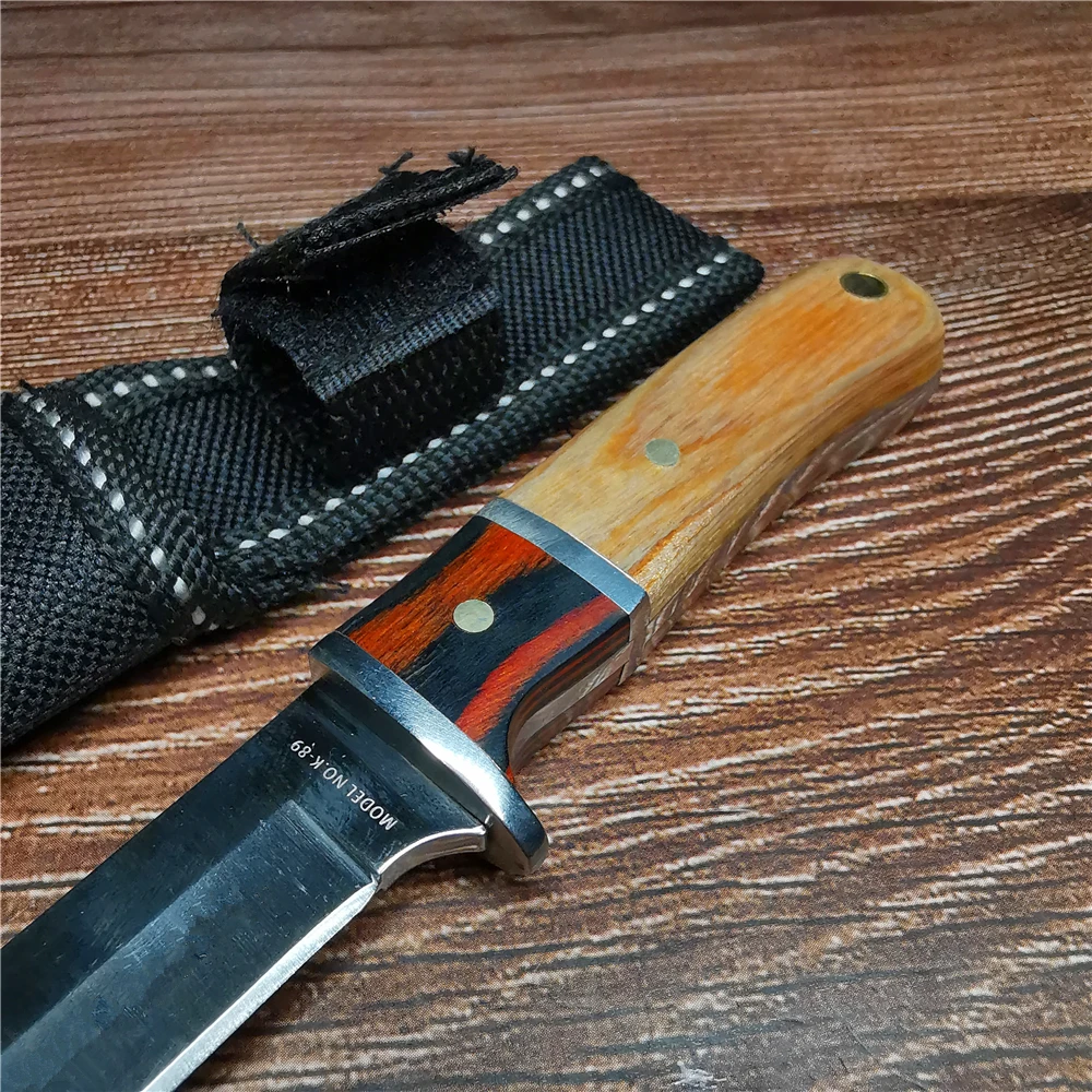 Прямой нож с деревянной ручкой лезвие из нержавеющей стали острый и прочный для