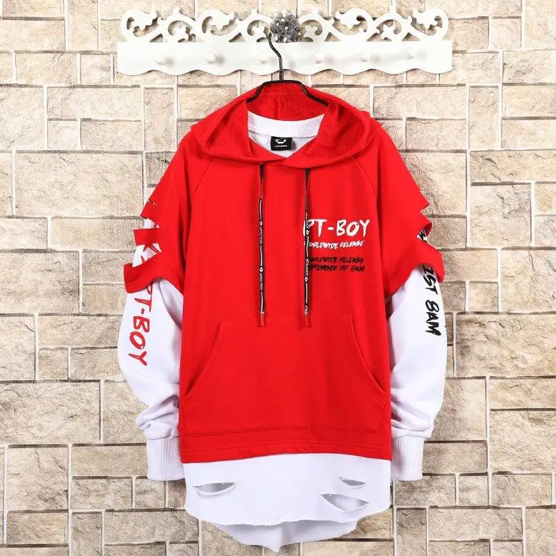 Толстовка мужская с капюшоном и надписью уличный пуловер свитшот модная уличная