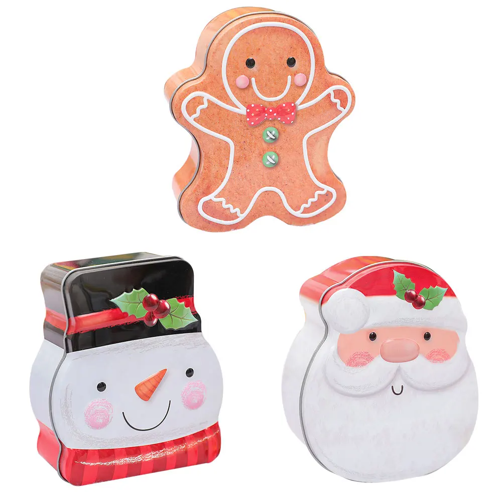 Рождественская Подарочная коробка жестяная для конфет контейнеры хранения