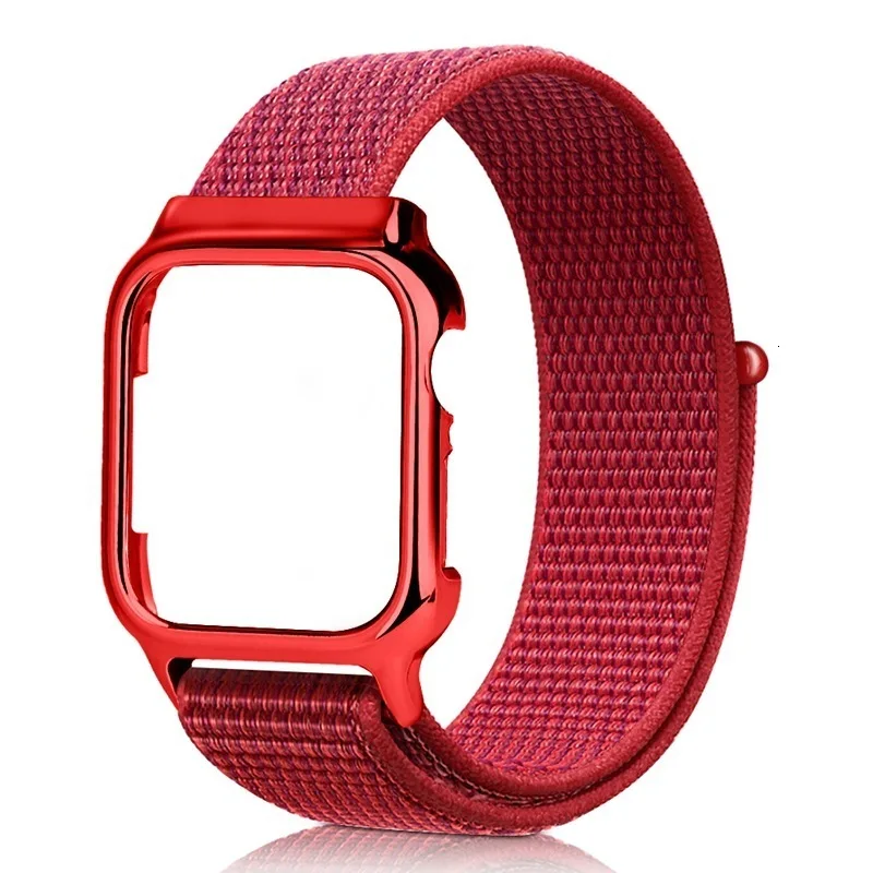 40 мм, 44 мм, ремешок с рамкой для Apple Watch, серия 4, новинка, нейлоновая Спортивная петля, магнитная застежка, Iwatch, браслет, защитный чехол, крышка