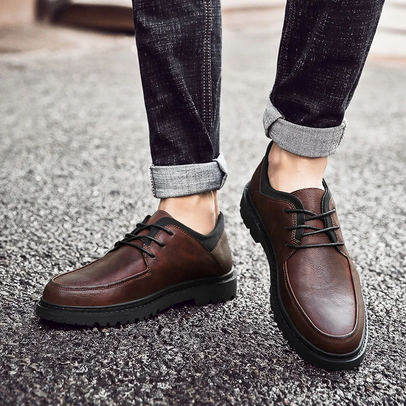 Кроссовки мужские из натуральной кожи повседневная Уличная обувь на шнуровке