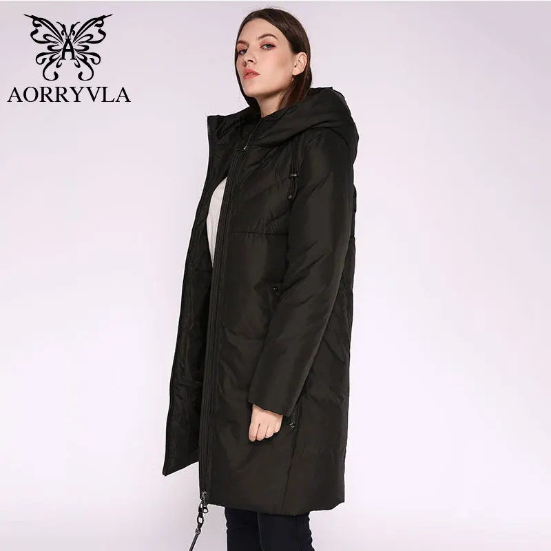 AORRYVLA Новинка зимняя модная женская куртка из био-пуха объемная куртка с капюшоном длинное пальто-парка толстый пуховик Женская теплый зимняя куртка