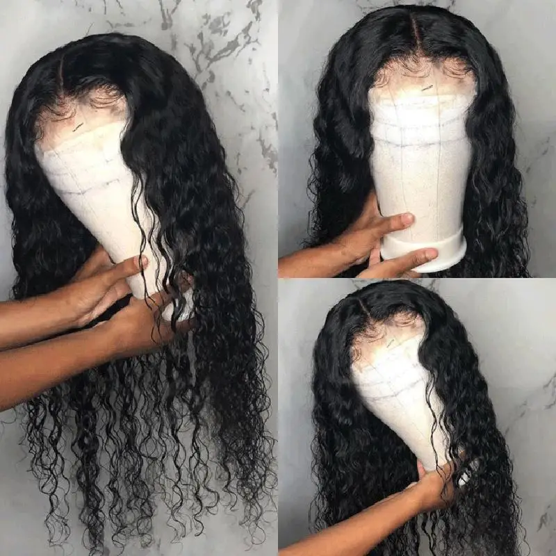 

AIMEYA Loose Curly Synthetic Lace Front Wig for Black Women Glueless Natural Hairline Black Deep Wave Curly Wig with Baby Hair