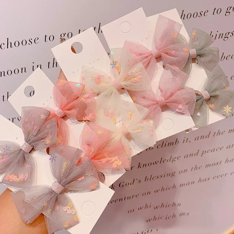 2020 Корейская любовь блесток бант заколка для волос девочек Duckbill аксессуары