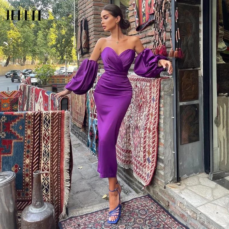 Сексуальные платья JEHETH для выпускного вечера милое атласное женское фиолетовое