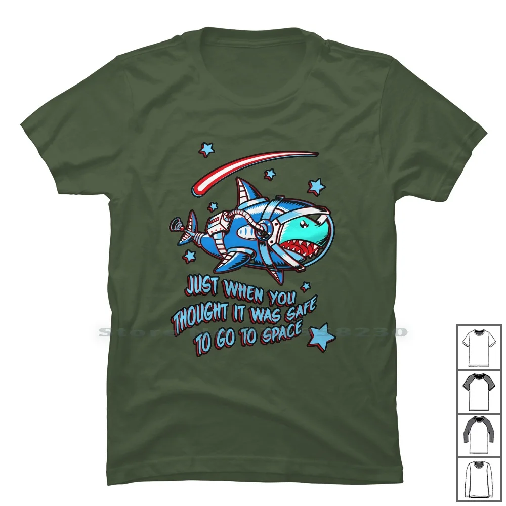 Футболка с изображением космоса акулы астронавта 100% хлопок
