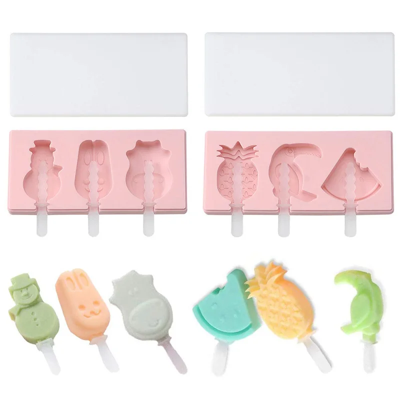 Silicone Ice Cream Mold with Cover Popsicle Lids and Plastic Sticks Reusable DIY Pop for Kids Molds | Дом и сад
