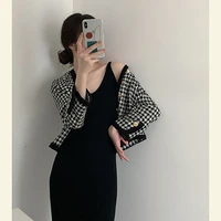 2021 new autumn and winter fragrant style knitted sweater spaghetti strap dress temperament slim fall clothes for women