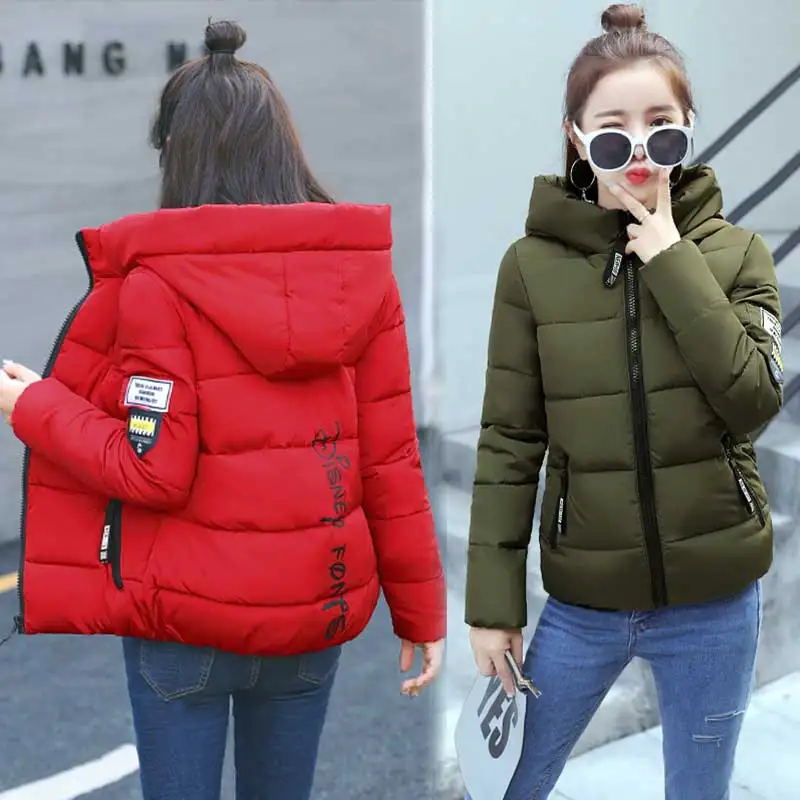 

Winter Fashion Hooded Women Jacket Coat Women Down Cotton Dress Cropped Slim Fit Jacket Bread Suit
