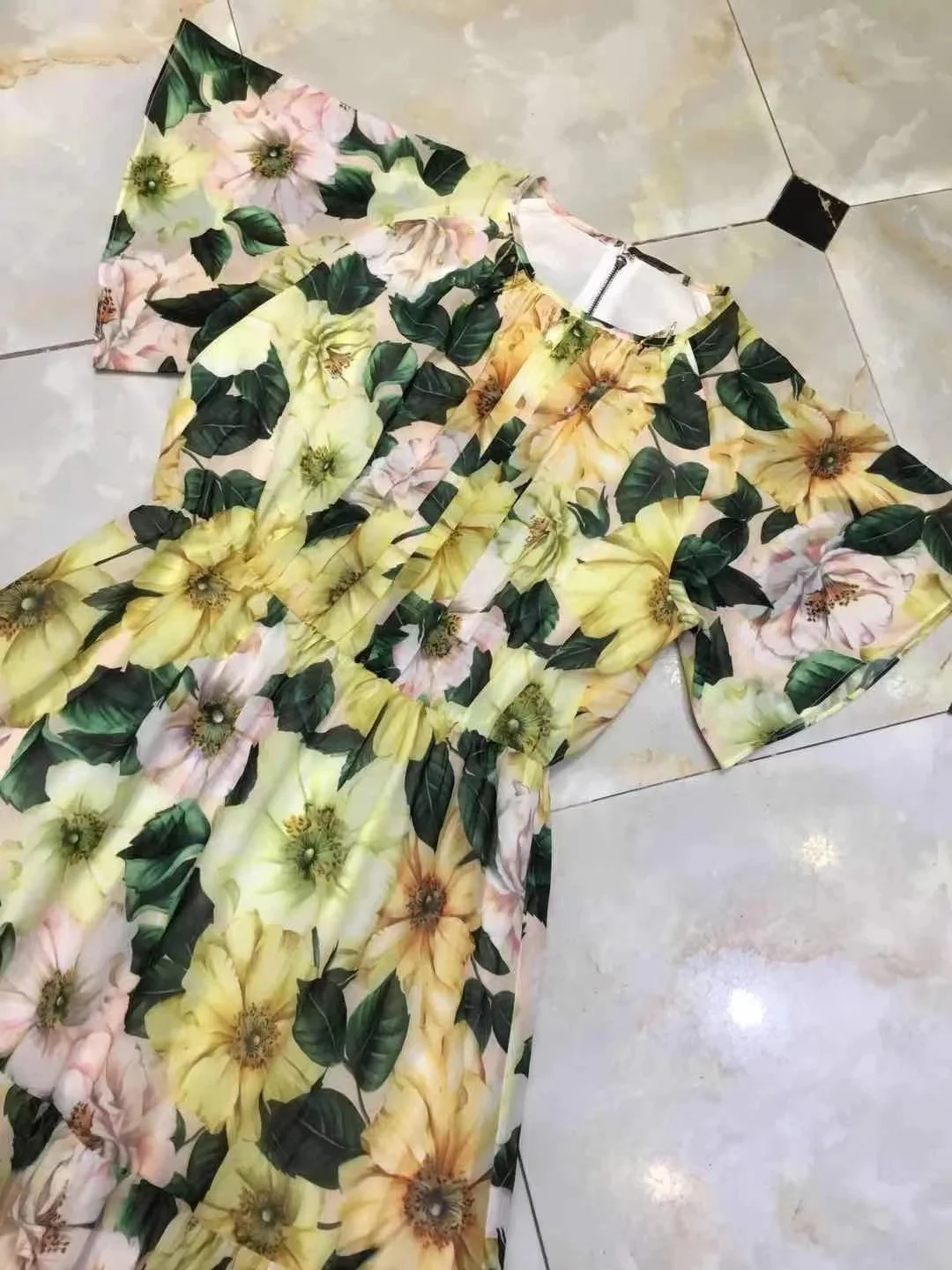 

Очаровательное женское курортное платье Сицилия, женское желтое платье до щиколотки с цветочным принтом, праздничное платье для выпускног...