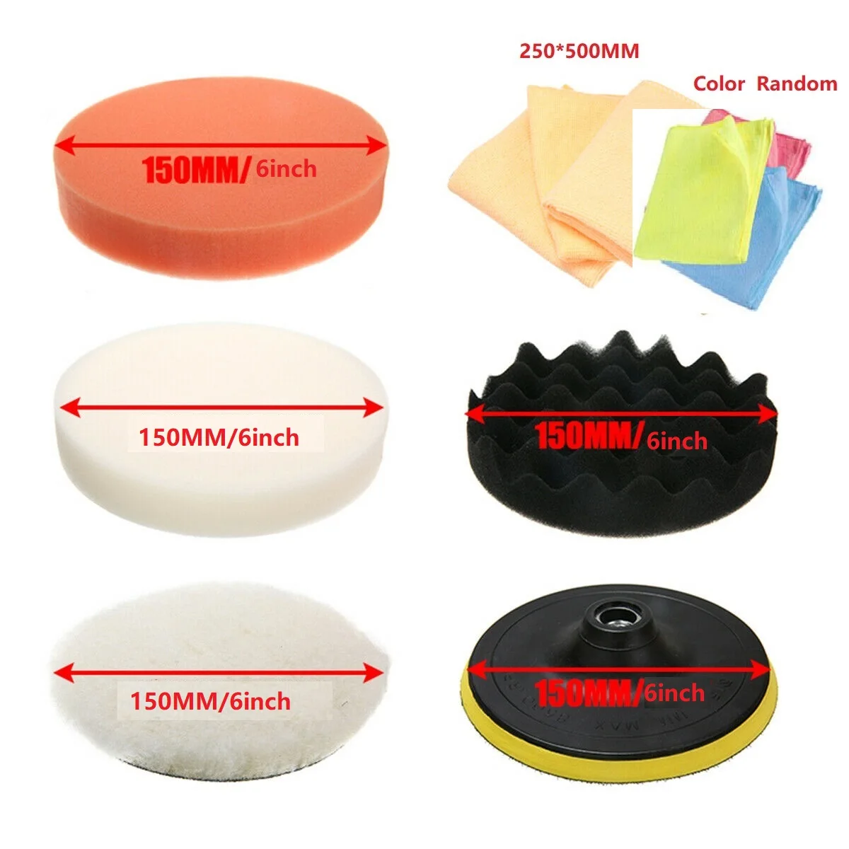 

Plastic+sponge 18pcs 6inch Buffing Waxing Polishing Sponge Pads Kit Set For Car Polisher Drill High Quality