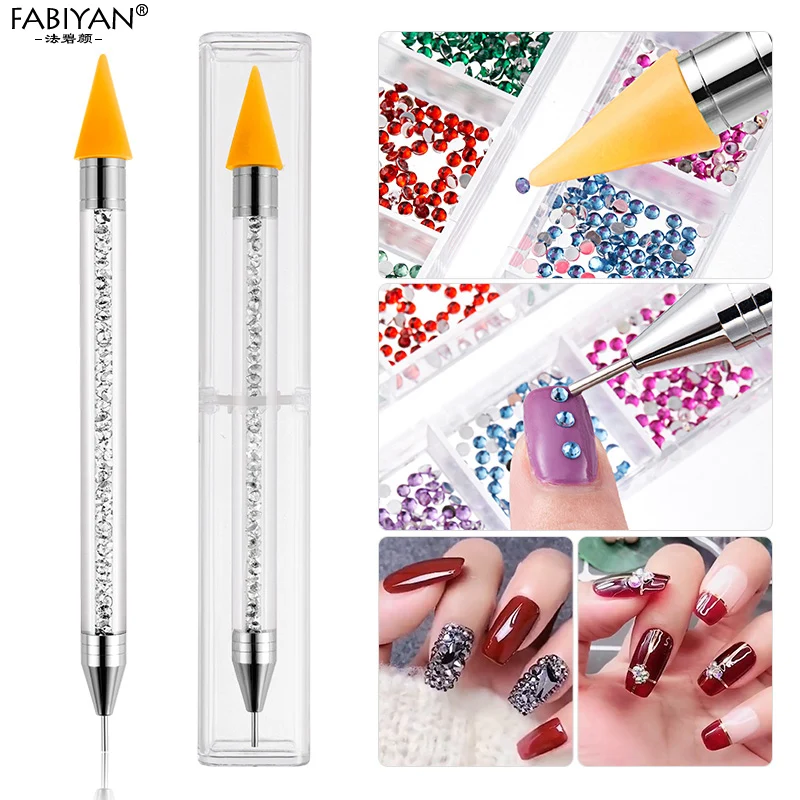 Двусторонняя самоклеящаяся ручка Стразы для дизайна ногтей кисточка нанесения