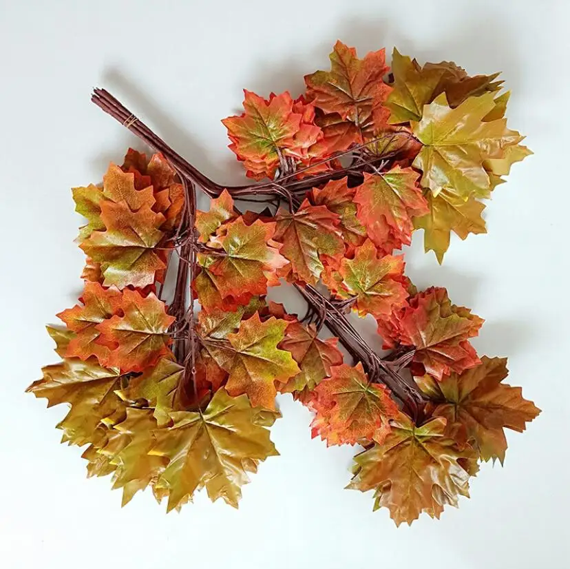 Искусственные кленовые листья ветки для растений 3 головки 65 см 12 шт. | Дом и сад